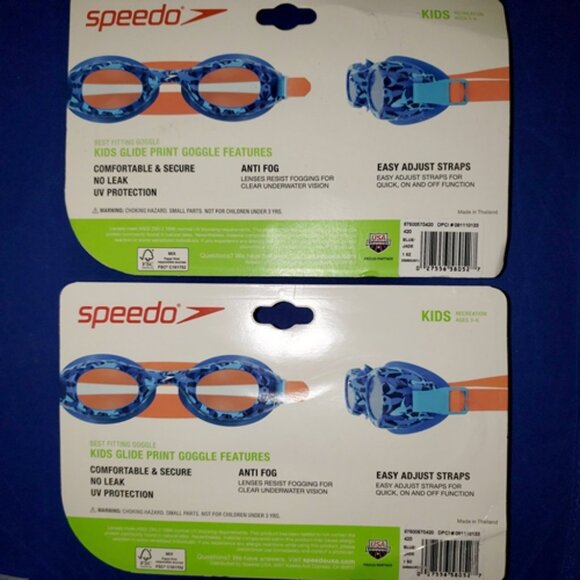 2 pairs - Speedo Kids ages 3-6 Best Fitting Goggles No Leak Easy Adjust Straps - Picture 2 of 2